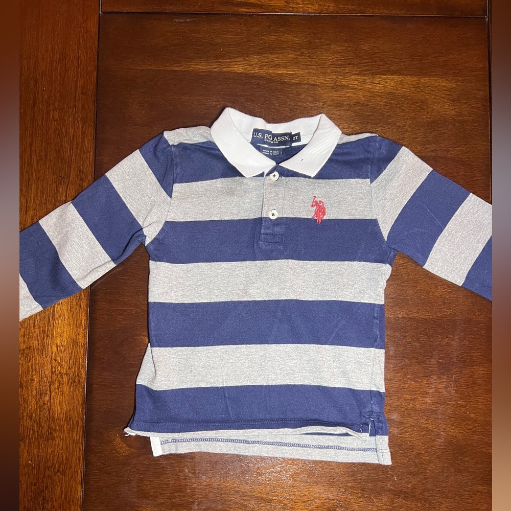 U.S. Polo Assn. Navy and Light Gray Kids Polo